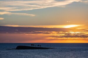 Sunset over the Abrolhos archipelago