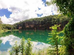 Green lake between cliffs in the São Desidério protected area