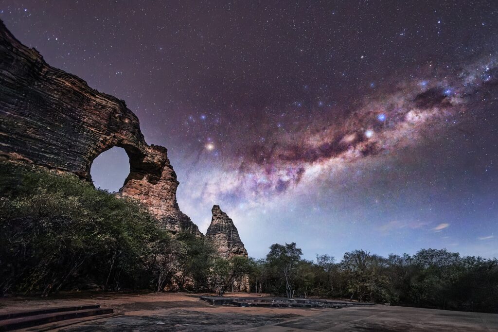 Serra da Capivara's Pedra Furada under the Milky Way