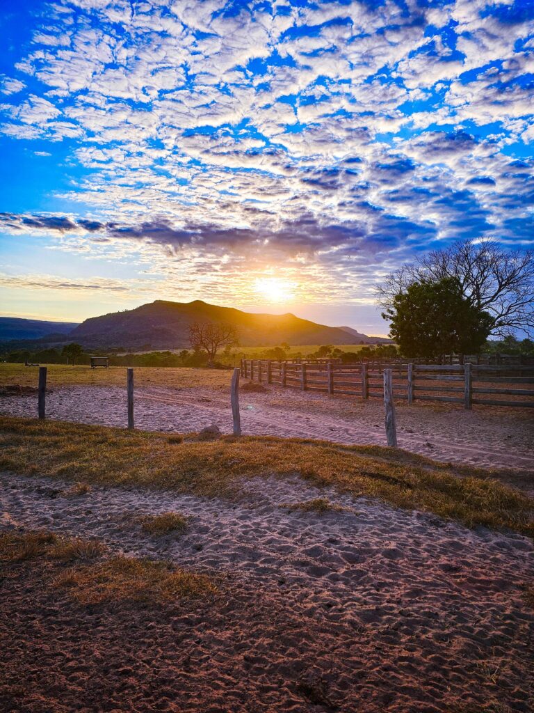 Rural landscape of Serra do Roncador at dusk