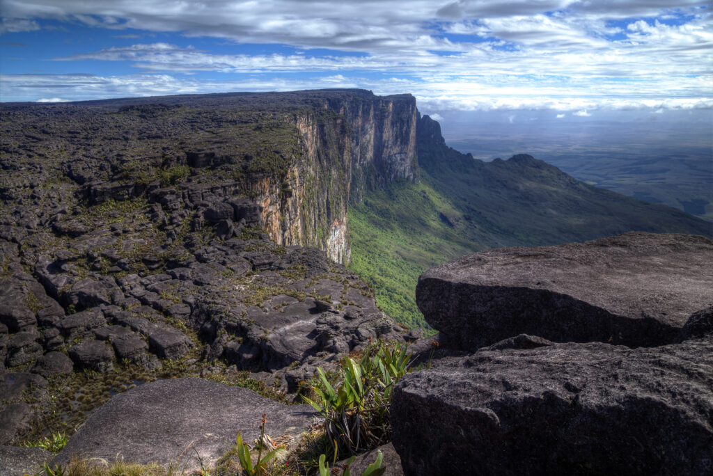 Cliffs and rocky plateau at the top of Mount Roraima